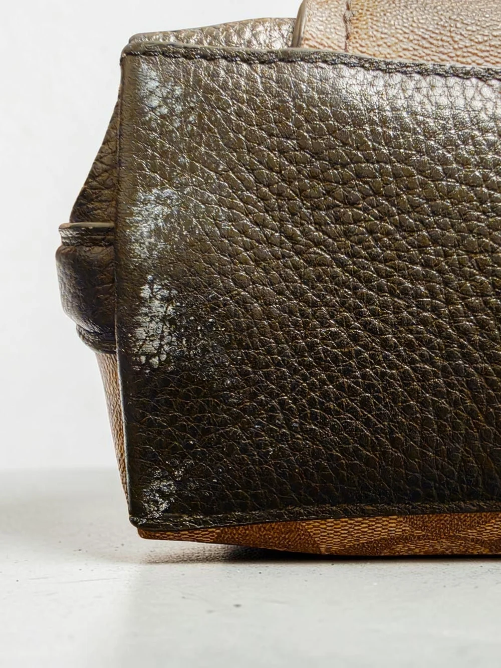 Coach Signature Canvas and Leather Shoulder Bag in Brown